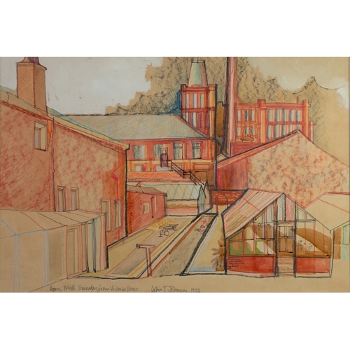 70 - COLIN T JOHNSON (1942-2017)PENCIL AND WATERCOLOUR 'Aorme Mill, Swinton from Victorian house' Signed ... 