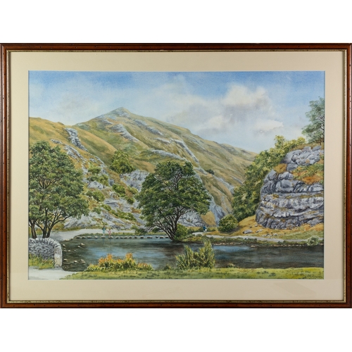 95 - KATE MACMILLAN (Modern Derbyshire Artist) Watercolour Drawing 'Dove Dale' Derbyshire Signed and date... 