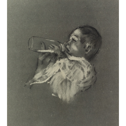 138 - HAROLD RILEY (1934-2023) SIGNED ARTIST PROOF BLACK AND WHITE PRINTBaby drinking from a bottle, (1970... 