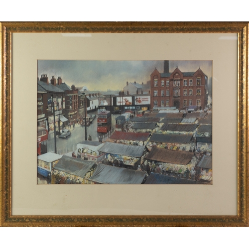 12 - TOM BROWN (1933-2017) PASTELAshton Market Signed 14 ½” x 20 ½” (36.8cm x 52cm)... 