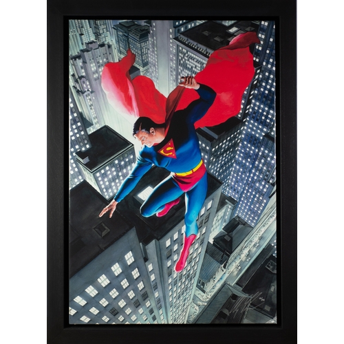 157 - ALEX ROSS (1970) FOR DC COMICSARTIST SIGNED LIMITED EDITION COLOUR PRINT ON BOX CANVAS‘Superman Twen... 