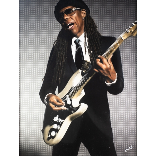 181 - NICK HOLDSWORTH (MODERN)MIXED DIGITAL MEDIA PRINT ON BOARD‘Nile Rodgers’ Signed, titled to gallery l... 