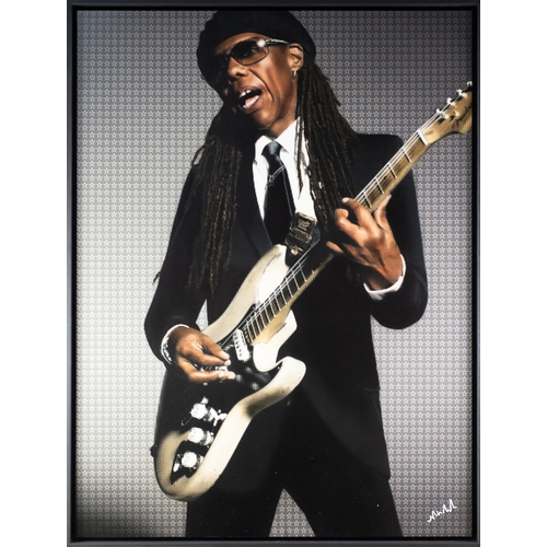 181 - NICK HOLDSWORTH (MODERN)MIXED DIGITAL MEDIA PRINT ON BOARD‘Nile Rodgers’ Signed, titled to gallery l... 