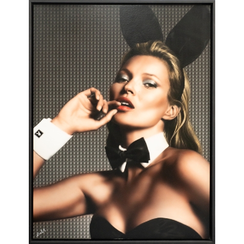 182 - NICK HOLDSWORTH (MODERN)MIXED DIGITAL MEDIA PRINT ON BOARD ‘Playboy Kate’ Signed, tilted to gallery ... 