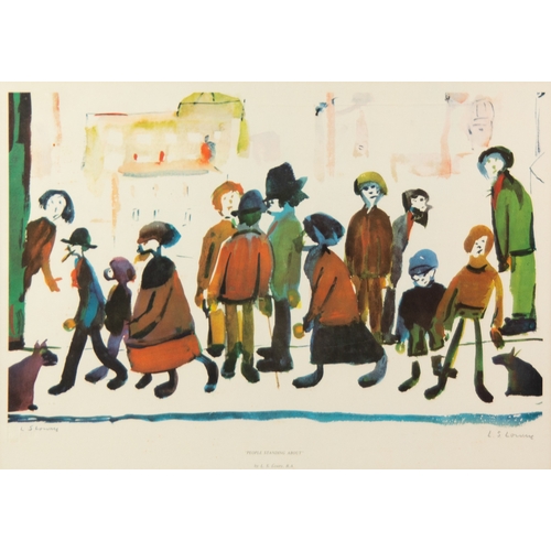 90 - L.S. LOWRY (1887-1976) ARTIST SIGNED COLOUR PRINT‘People Standing About’, edition of 500Guild stampe... 