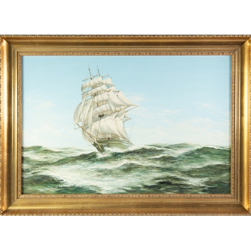 24 - JOHN BENTHAM DINSDALE (1927-2008) OIL ON CANVAS Maritime scene with 'The Thermopylae' in full sail N... 