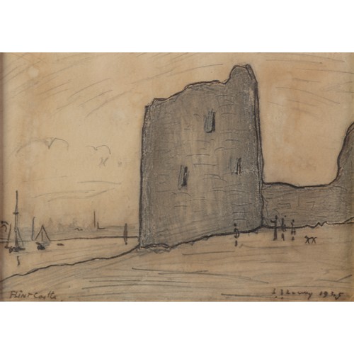 87 - LAURENCE STEPHEN LOWRY (1887-1976) PENCIL DRAWING ON PAPER 'Flint Castle' Titled, signed and dated 1... 