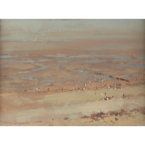 86 - JAMES LONGUEVILLE (1942)OIL ON BOARD‘Paddling Party, Caldy’Signed, titled and dated 1983 to artist l... 