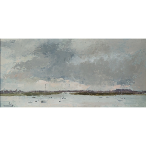 148 - IOLA SPAFFORD (1930) OIL ON BOARD‘Evening’ Signed, titled to label verso 5 ½” x 11 ½” (14cm x 29.2cm... 