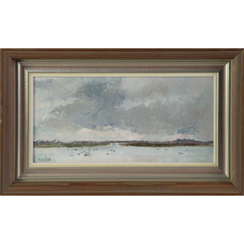 148 - IOLA SPAFFORD (1930) OIL ON BOARD‘Evening’ Signed, titled to label verso 5 ½” x 11 ½” (14cm x 29.2cm... 