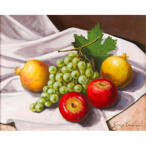 170 - GIUSEPPE CACCIAPUOTI (1961) OIL ON CANVAS‘Mediterranean Fruit’ Signed, titled to printed artist’s bi... 