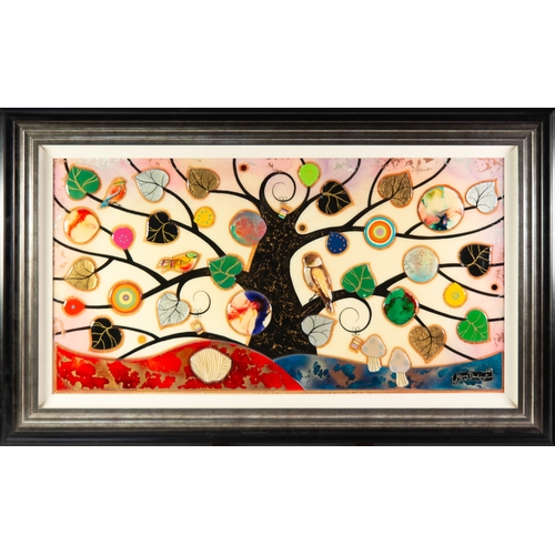 175 - KERRY DARLINGTON (CONTEMPORARY) MIXED MEDIA ON BOARD 'Tree of Harmony' Signed lower right, titled to... 