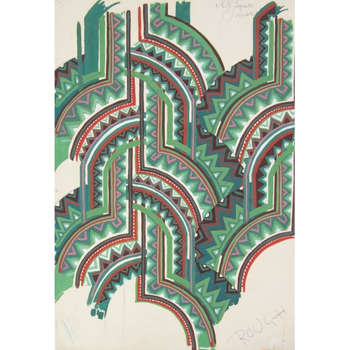 63 - NORMAN C JAQUES (1922-2014) GOUACHE DRAWING ON PAPER Sketch for a design or pattern Signed in panel ... 