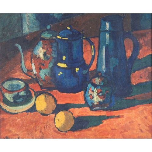 331 - MAURICE DE VLAMINCK COLOUR PRINT (Twin Print No 600) Still life, teapot and sugar bowl with two oran... 