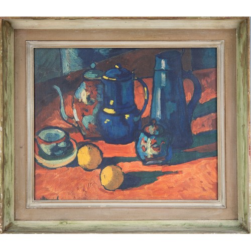 331 - MAURICE DE VLAMINCK COLOUR PRINT (Twin Print No 600) Still life, teapot and sugar bowl with two oran... 