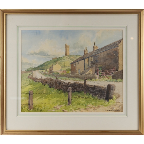 197 - C M ALDRIDGE (EARLY TWENTIETH CENTURY)WATERCOLOUR Castle Hill, Huddersfield with country lane and fa... 