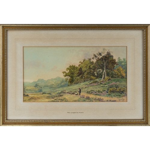 203 - AULIUS LAW (EARLY TWENTIETH CENTURY)WATERCOLOUR ‘The Langdale Pikes’Signed, titled to mount 8 ½” x 1... 