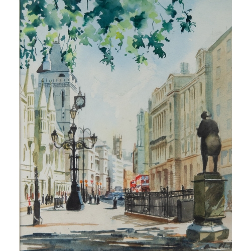 204 - UNATTRIBUTED (TWENTIETH CENTURY) WATERCOLOUROutside the Royal Courts of Justice, LondonIndistinctly ... 