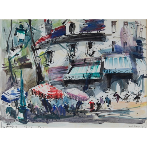 207 - MARIUS GIRARD (1927 - 2014)) MIXED MEDIA Parisienne street sceneIndistinctly signed, titled ‘Paris’ ... 