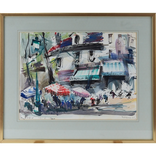 207 - MARIUS GIRARD (1927 - 2014)) MIXED MEDIA Parisienne street sceneIndistinctly signed, titled ‘Paris’ ... 