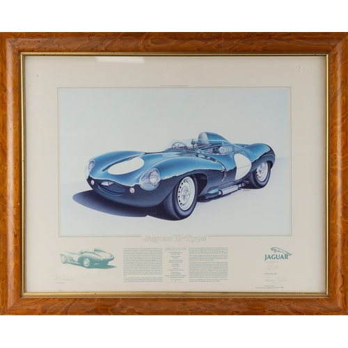 285 - JOHN FRANCIS ARTIST SIGNED LIMITED EDITION COLUR PRINT‘Jaguar ‘D-Type’ Further signed by Stirling Mo... 