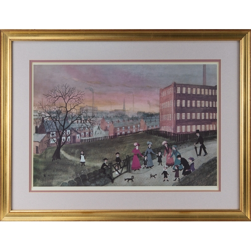 286 - HELEN BRADLEY TWO COLOUR PRINTS‘The Park on May Day’, signed 17 ½” x 23 ½” (44.4cm x 59.7cm)‘Family ... 