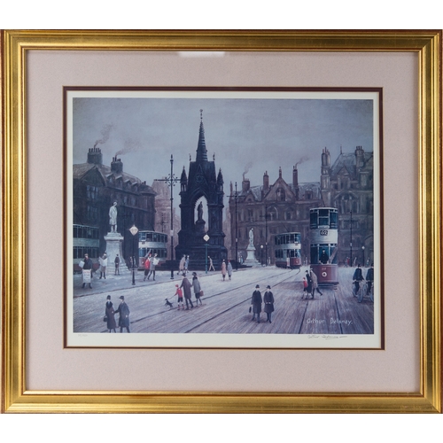 287 - ARTHUR DELANEY TWO ARTIST SIGNED COLOUR PRINTSAlbert Square, Manchester (39/850) 13 ¾” x 17 ¾” (34.9... 