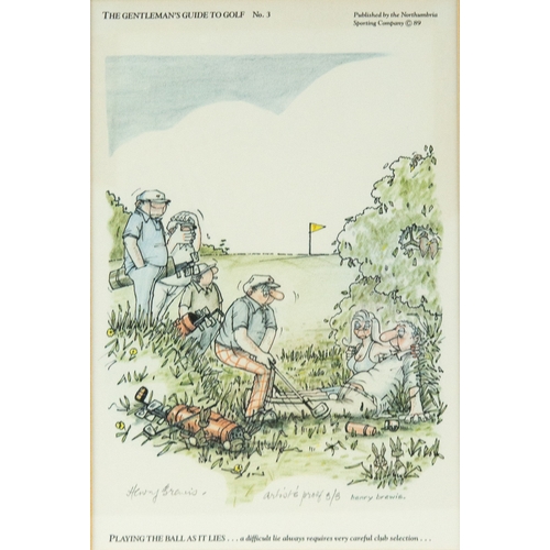 289 - HENRY BREWISNINE SIGNED ARTIST PROOF HUMOROUS GOLFING PRINTS‘The Gentleman’s Guide to Golf’ (2/3), t... 