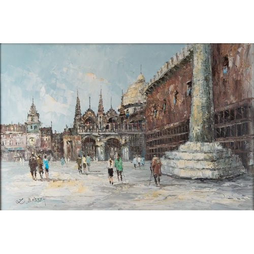 217 - LOUIS CHARLES BASSET (TWENTIETH CENTURY)OIL ON CANVAS St. Marks square, Venice Signed 23 ½” x 35 ½” ... 