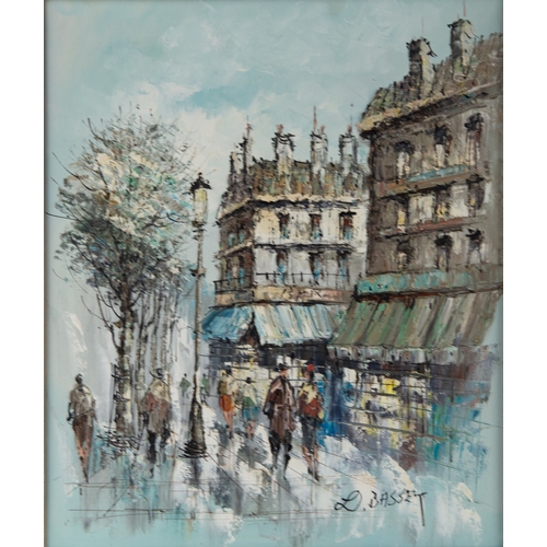 218 - LOUIS CHARLES BASSET (TWENTIETH CENTURY)OIL ON CANVAS Parisienne Street SceneSigned 23 ½” x 19 ½” (5... 