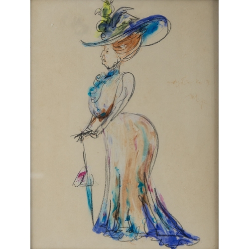 219 - TM or TNL (TWENTIETH CENTURY)TWO WORKS ON PAPER PEN AND WATERCOLOUR‘Hesitation’ 11 ½” x 8 ½” (29.2cm... 