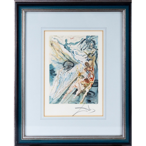 300 - SALVADOR DALI (1904-1989)PENCIL SIGNED WOODCUT IN COLOUR from DANTE'S DIVINE COMEDY SERIES - PURGATO... 