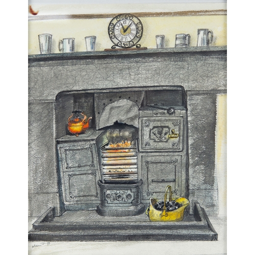 239 - ALBIN TROWSKI (1919-2012) PEN & BLACK INK AND WATERCOLOURStudy of a cast iron fireplace Signed &... 