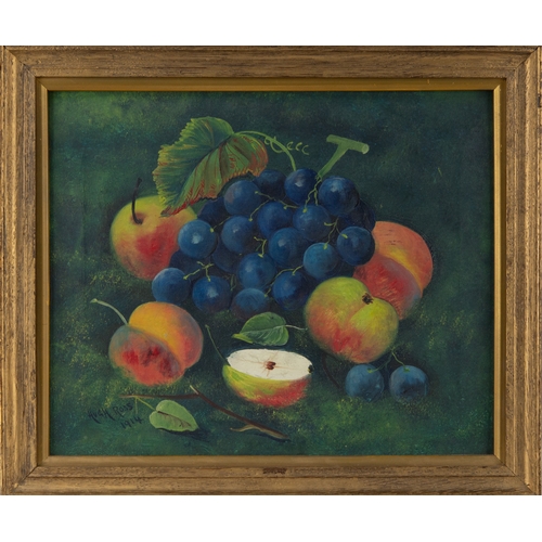 246 - HUGH ROSS (EARLY TWENTIETH CENTURY)OIL ON CANVAS Still-Life, fruit against a mossy bank Signed and d... 