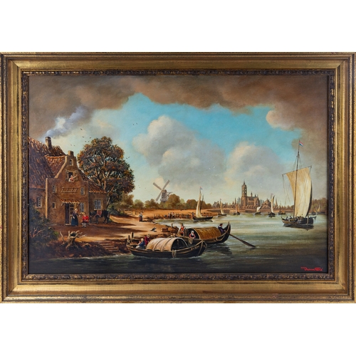 248 - DURAN FAINE (TWENTIETH CENTURY) OIL ON CANVAS Dutch canal sceneSigned 23 ½” x 35 ½” (59.6cm x 90.2cm... 