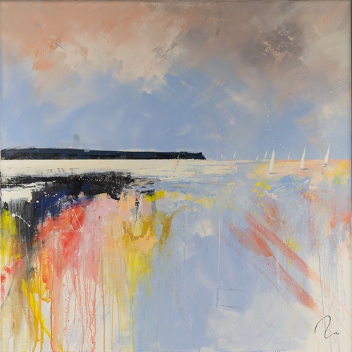 149 - NAO McDOWELL (MODERN) OIL ON CANVAS‘Milkshake Skies’ Signed, titled verso and to gallery label 39” x... 