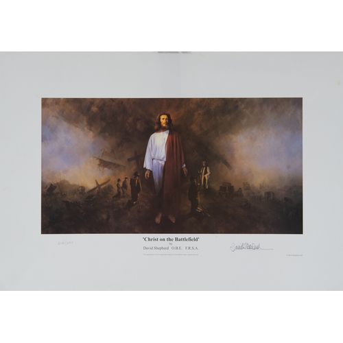 325 - DAVID SHEPHERDARTIST SIGNED LIMITED EDITION COLOUR PRINT‘Christ on the Battlefield’ (214/250)8 ¾” x ... 