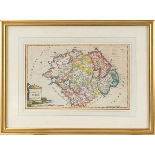 160 - ANTIQUE HAND COLOURED MAP OF ‘THE PROVINCE OF ULSTER’, 8” x 12 ½” (20.3cm x 31.7cm)