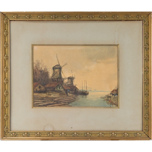 175 - ADRIAN CHRISTIAN WILLIAM TERHELL (1869-1949)WATERCOLOURS, A PAIRDutch canal scenesEach signed lower ... 