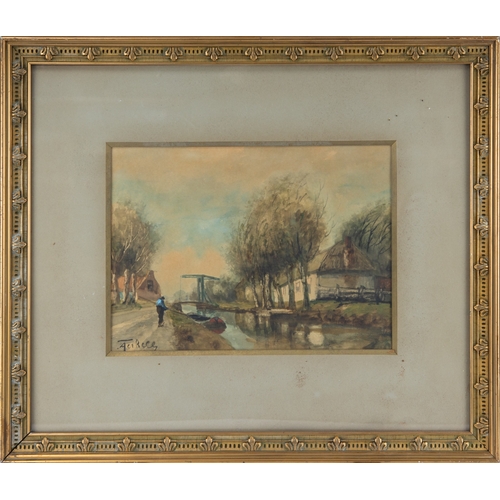 175 - ADRIAN CHRISTIAN WILLIAM TERHELL (1869-1949)WATERCOLOURS, A PAIRDutch canal scenesEach signed lower ... 