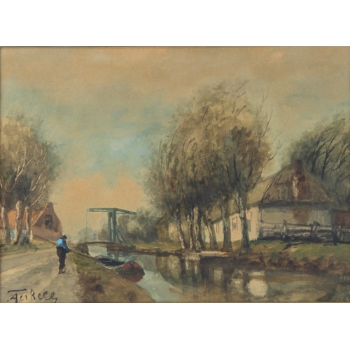 175 - ADRIAN CHRISTIAN WILLIAM TERHELL (1869-1949)WATERCOLOURS, A PAIRDutch canal scenesEach signed lower ... 