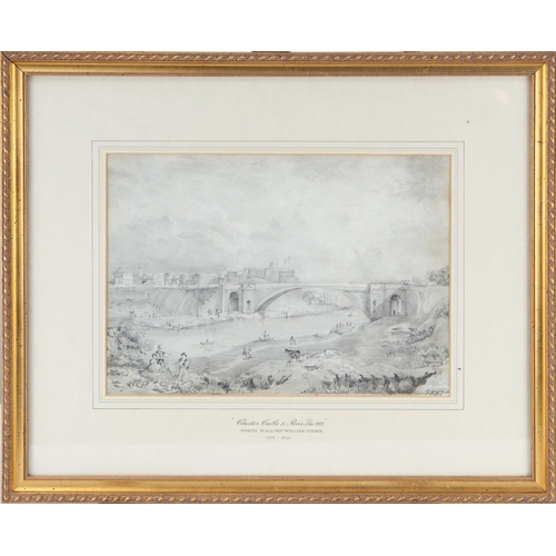 177 - AFTER J M W TURNER PENCIL and GREY WASH DRAWING'View of the Grosvenor Bridge over the River Dee'Bear... 