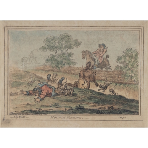 309 - JAMES GILRAY SET OF FOUR HAND COLOURED HUNTING PRINTS‘Hounds Finding’‘Coming in at the Death’‘Hounds... 