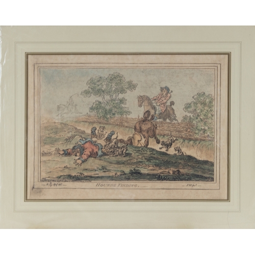 309 - JAMES GILRAY SET OF FOUR HAND COLOURED HUNTING PRINTS‘Hounds Finding’‘Coming in at the Death’‘Hounds... 