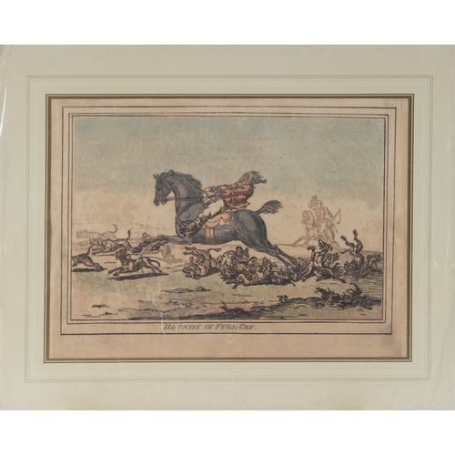 309 - JAMES GILRAY SET OF FOUR HAND COLOURED HUNTING PRINTS‘Hounds Finding’‘Coming in at the Death’‘Hounds... 