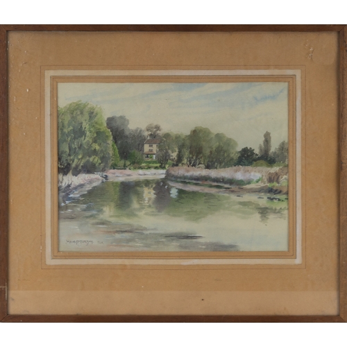 255 - W H M PATERSON (TWENTIETH CENTURY)WATERCOLOURRiverscape with dwelling in the distance Signed and dat... 