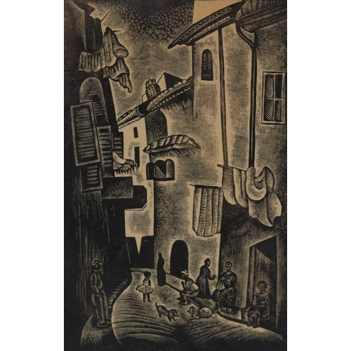 311 - MAY AIMEE SMITHARTIST SIGNED LIMITED EDITION WOODCUT Street scene with figures (2/20) 10 ½” x 6 ¾” (... 