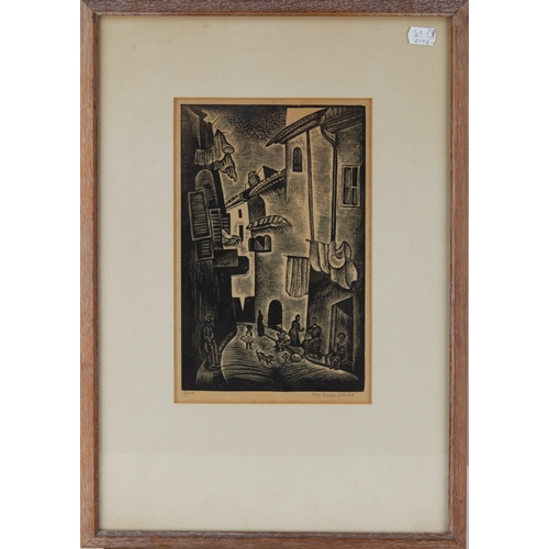 311 - MAY AIMEE SMITHARTIST SIGNED LIMITED EDITION WOODCUT Street scene with figures (2/20) 10 ½” x 6 ¾” (... 