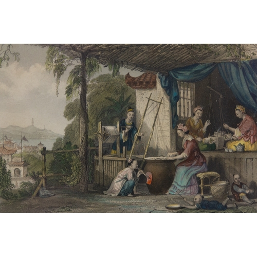 313 - AFTER THOMAS ALLOM PAIR OF HAND COLOURED ENGRAVINGS‘Dyeing and Winding the Silk’ ‘Destroying the Chr... 