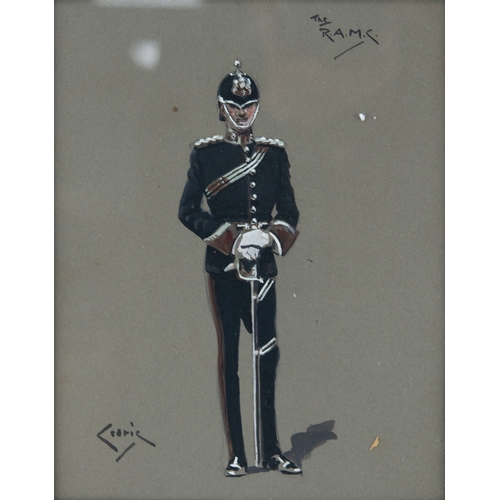 256 - CEDRIC (TWENTIETH CENTURY)PAIR OF GOUACHE DRAWINGS ON GREY PAPERMilitary Portraits‘The R.A.M.C’‘The ... 